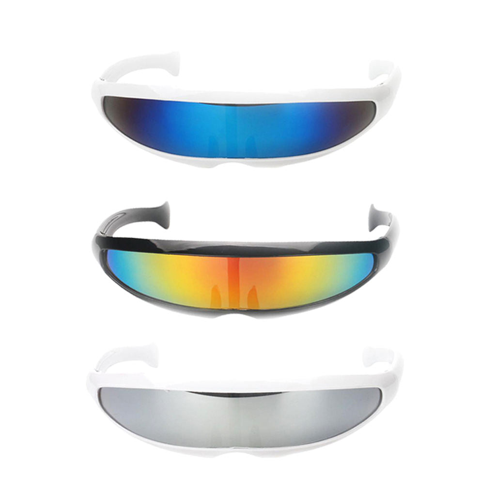 3x Novelty Futuristic  Monoblock Sunglasses For Adults Kids