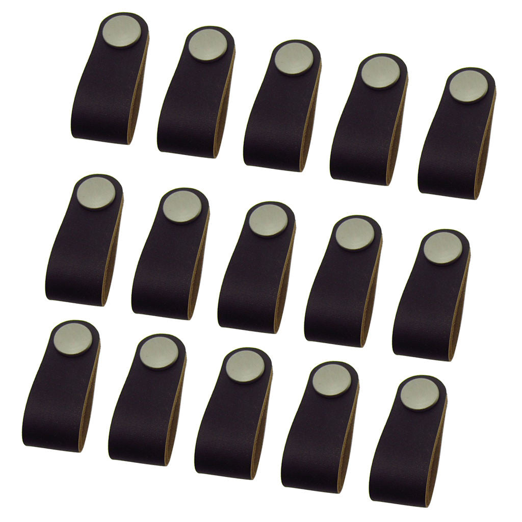 15x PU Leather Handles Cabinet Drawer Dresser Closet Replacement Suitcase Handle