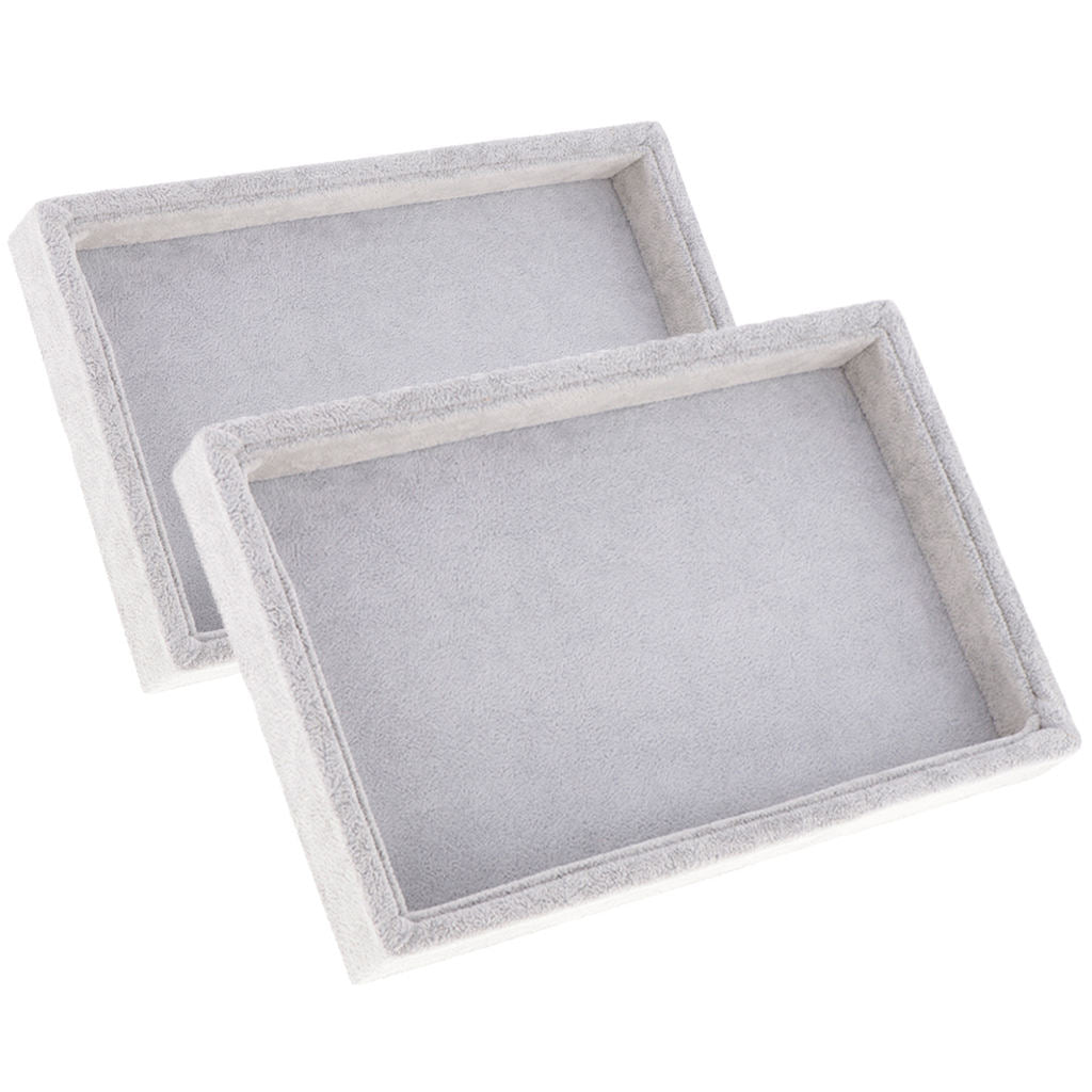 2 Grey Velvet Necklace Bracelet Earring Anklet Jewelry Display Tray Case