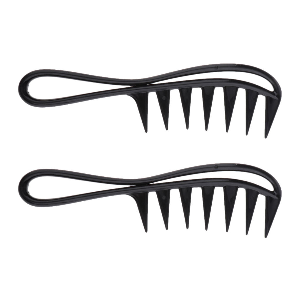 Pack of 2 Wet Dry Dual Use Plastic Hair Lift Combs Salon Scalp Massage Comb