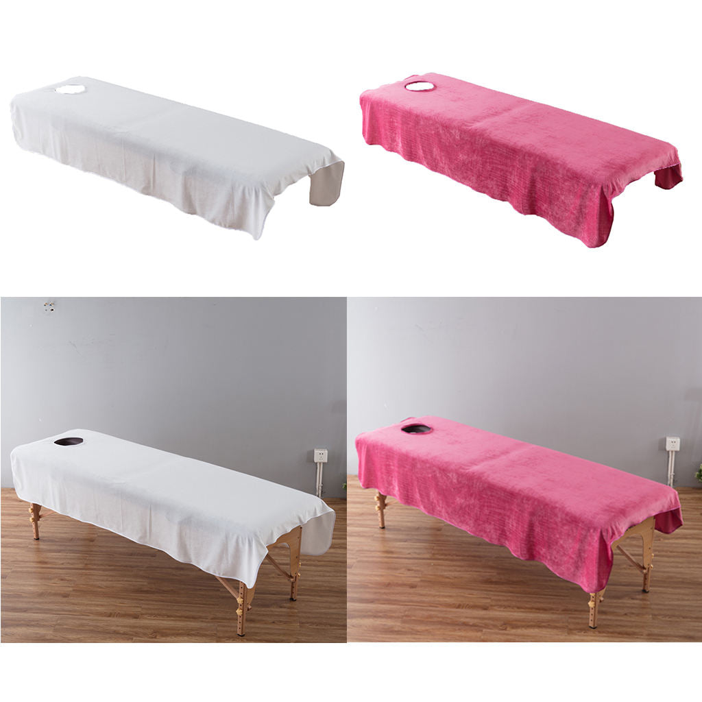2pcs Soft Crystal Velvet Massage Bed Sheet Cover White Rose Red-120x190cm