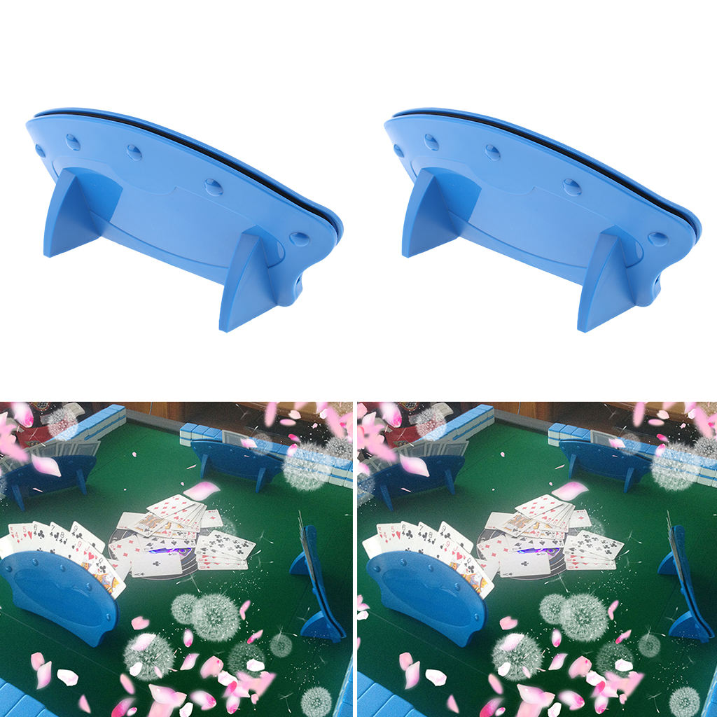 2 Pieces Handsfree Playing Card Rack Stand for Picnic Disabled Elderly Blue