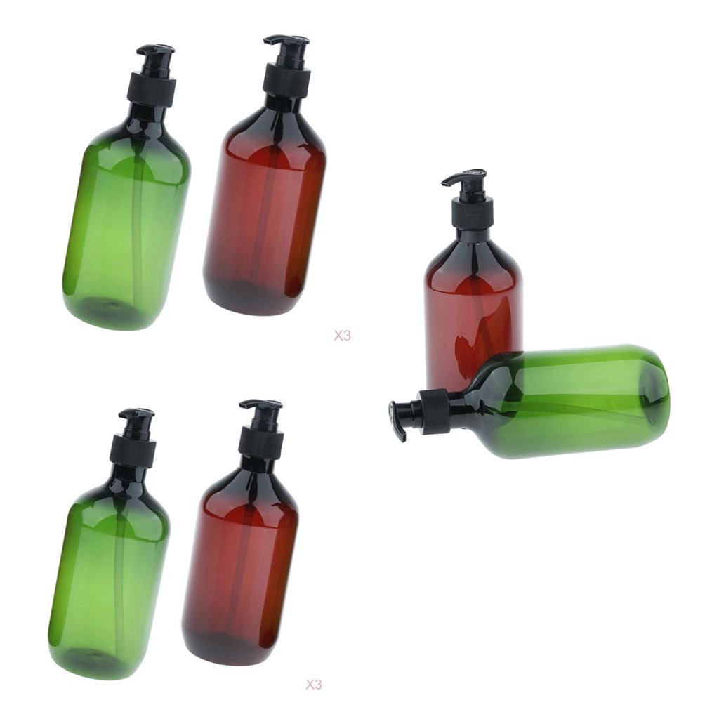 6 Pieces 500ml Refillable Pump Bottle Empty Shampoo Dispensing Container
