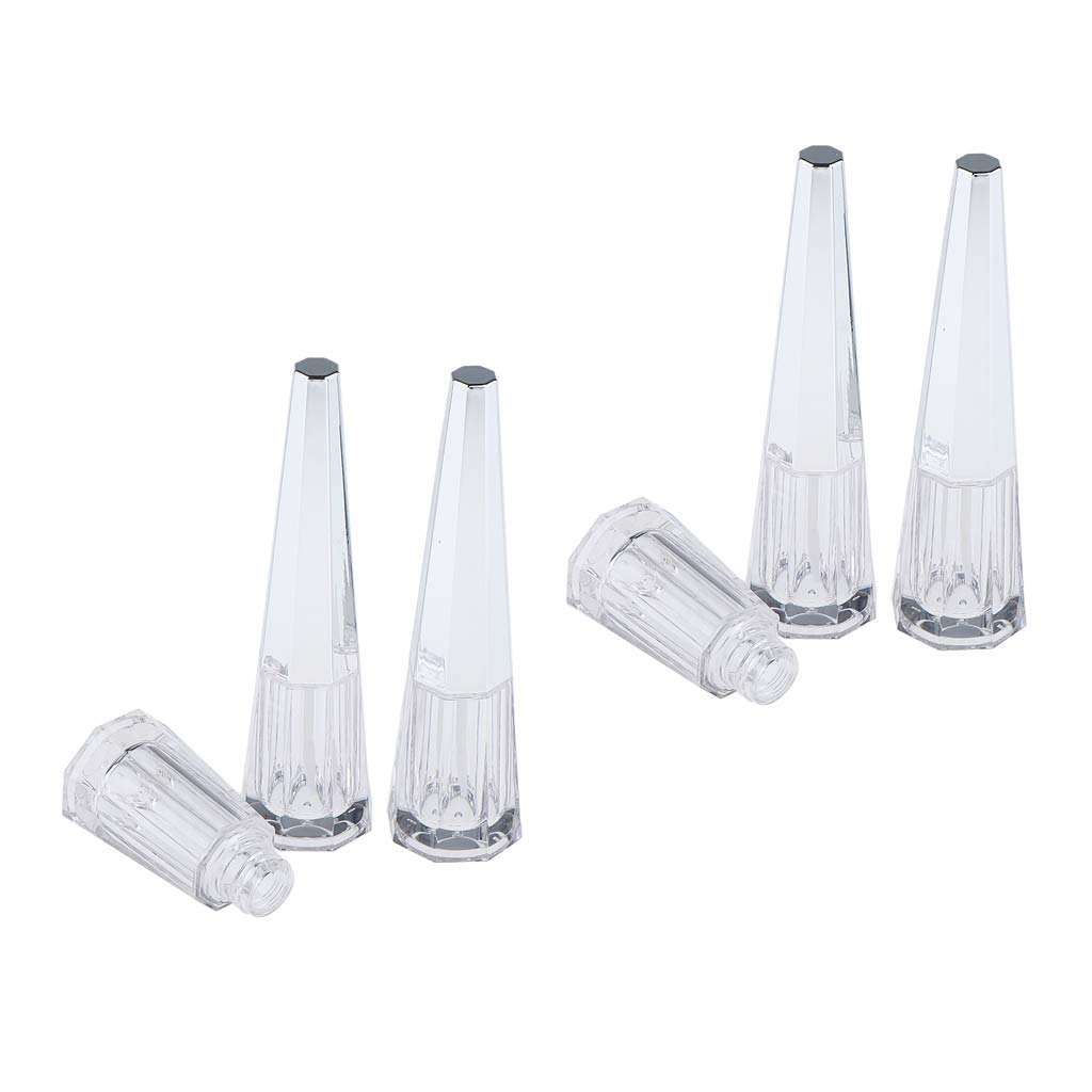 6 Pieces 6ml Conical Lip Gloss Balm Tubes Plastic Makeup Bottles with Brush