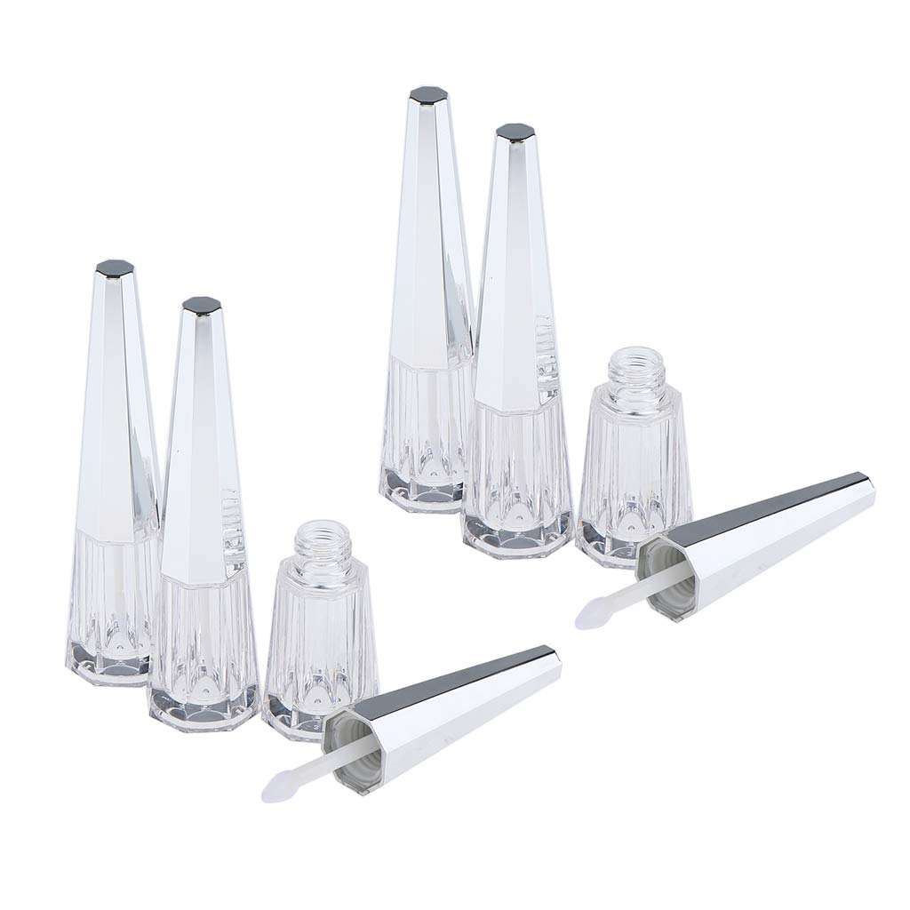 6 Pieces 6ml Conical Lip Gloss Balm Tubes Plastic Makeup Bottles with Brush