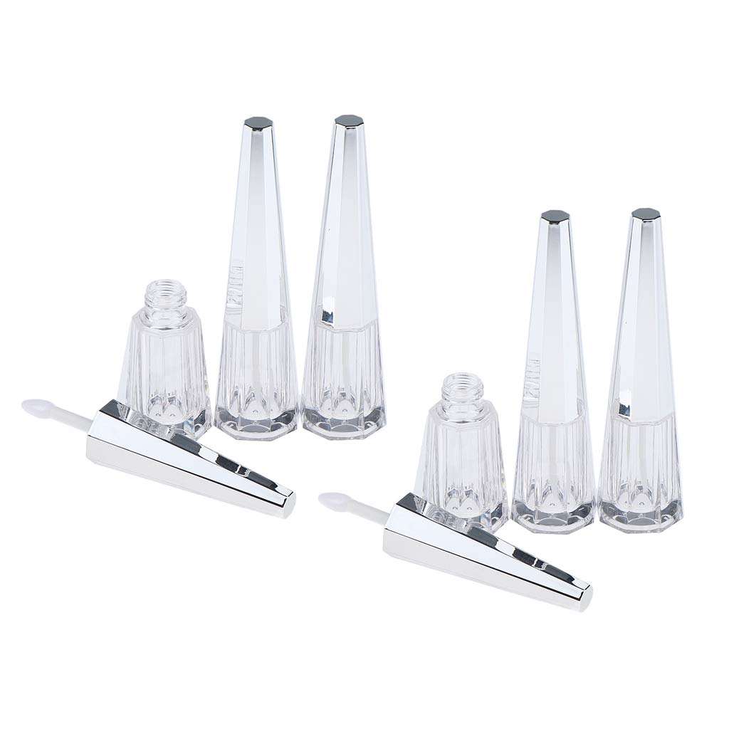 6 Pieces 6ml Conical Lip Gloss Balm Tubes Plastic Makeup Bottles with Brush