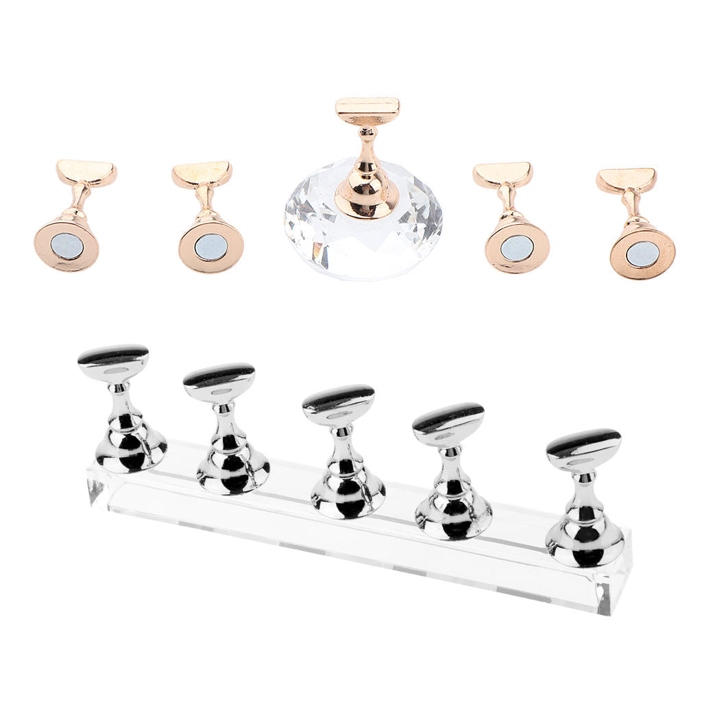 2 Styles Magnetic Nail Tips Holder Base Crystal DIY Display Stand Chessboard