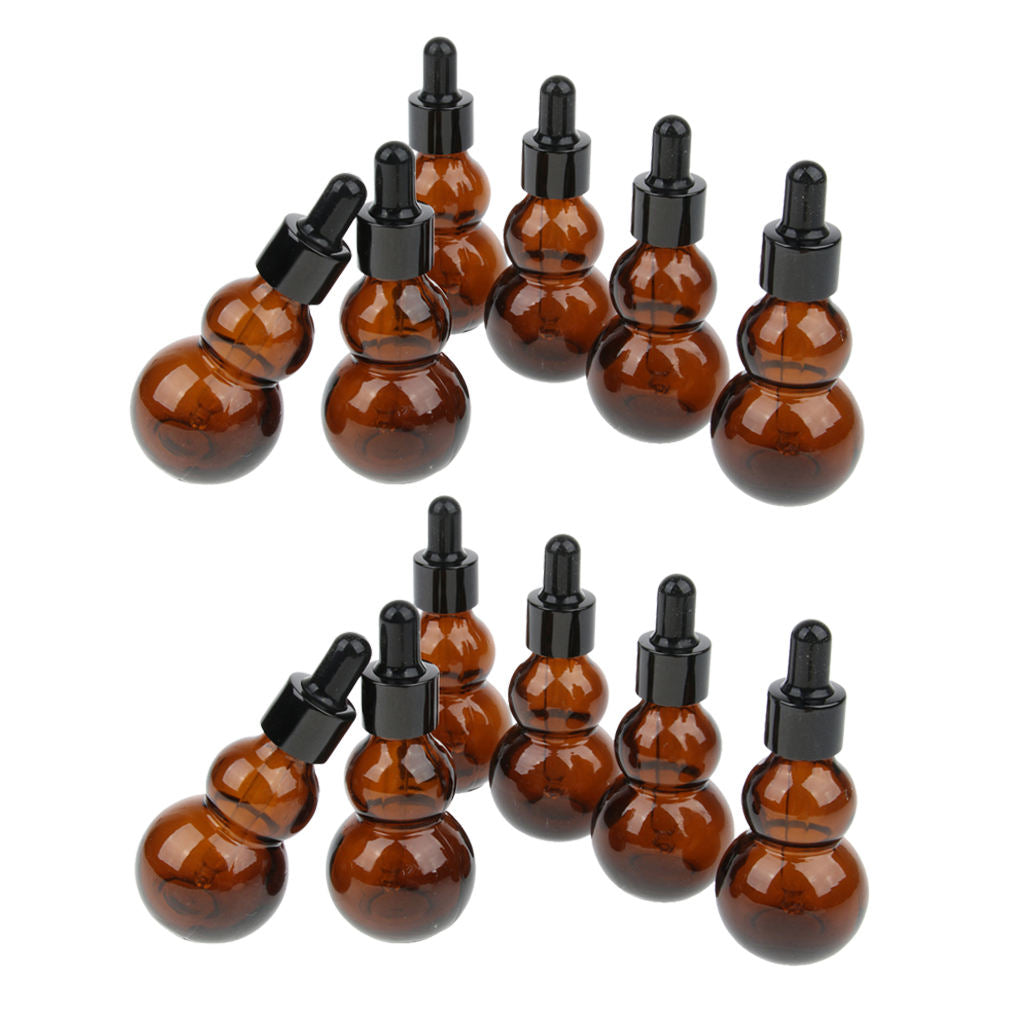 6 Pairs Gourd Glass Dropper Bottles For Essential Oil Makeup Liquid 30ml