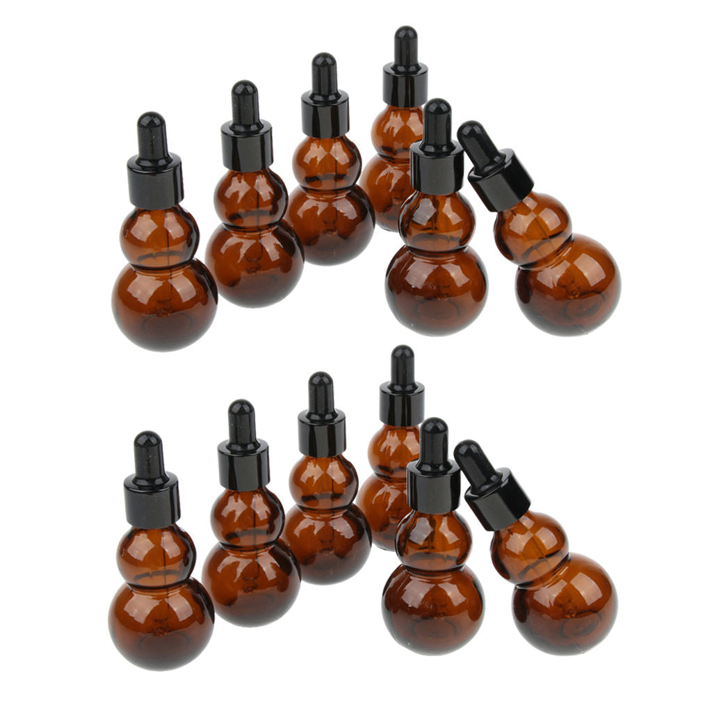 6 Pairs Gourd Glass Dropper Bottles For Essential Oil Makeup Liquid 30ml