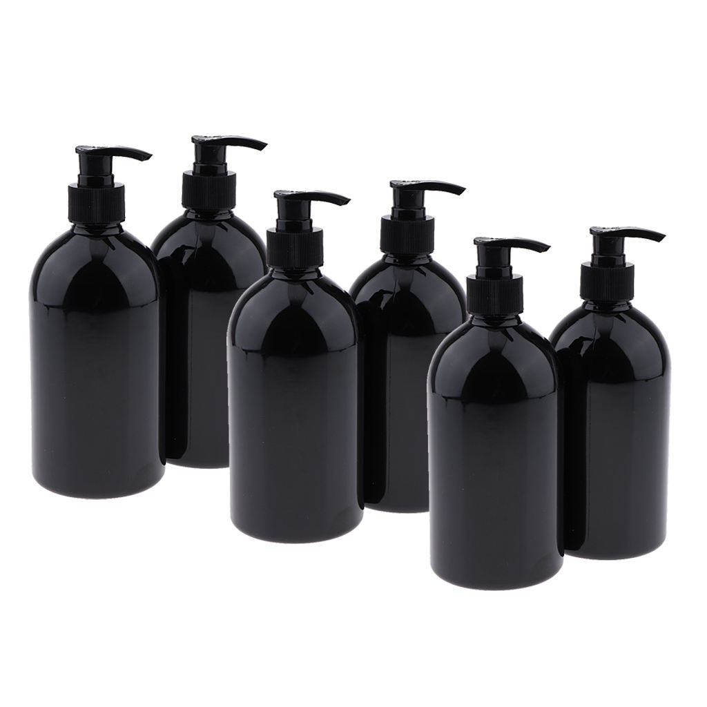6Pcs 500mL Empty Lotion Bottles Pump Shampoo Dispenser Containers Refillable