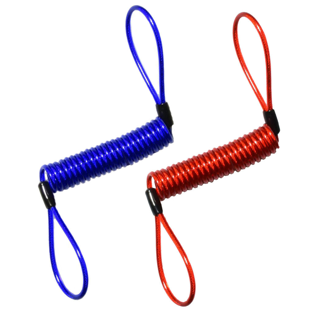 Blue+Red 150cm Alarm Disc Lock Security Spring Reminder Cable Motorcycle