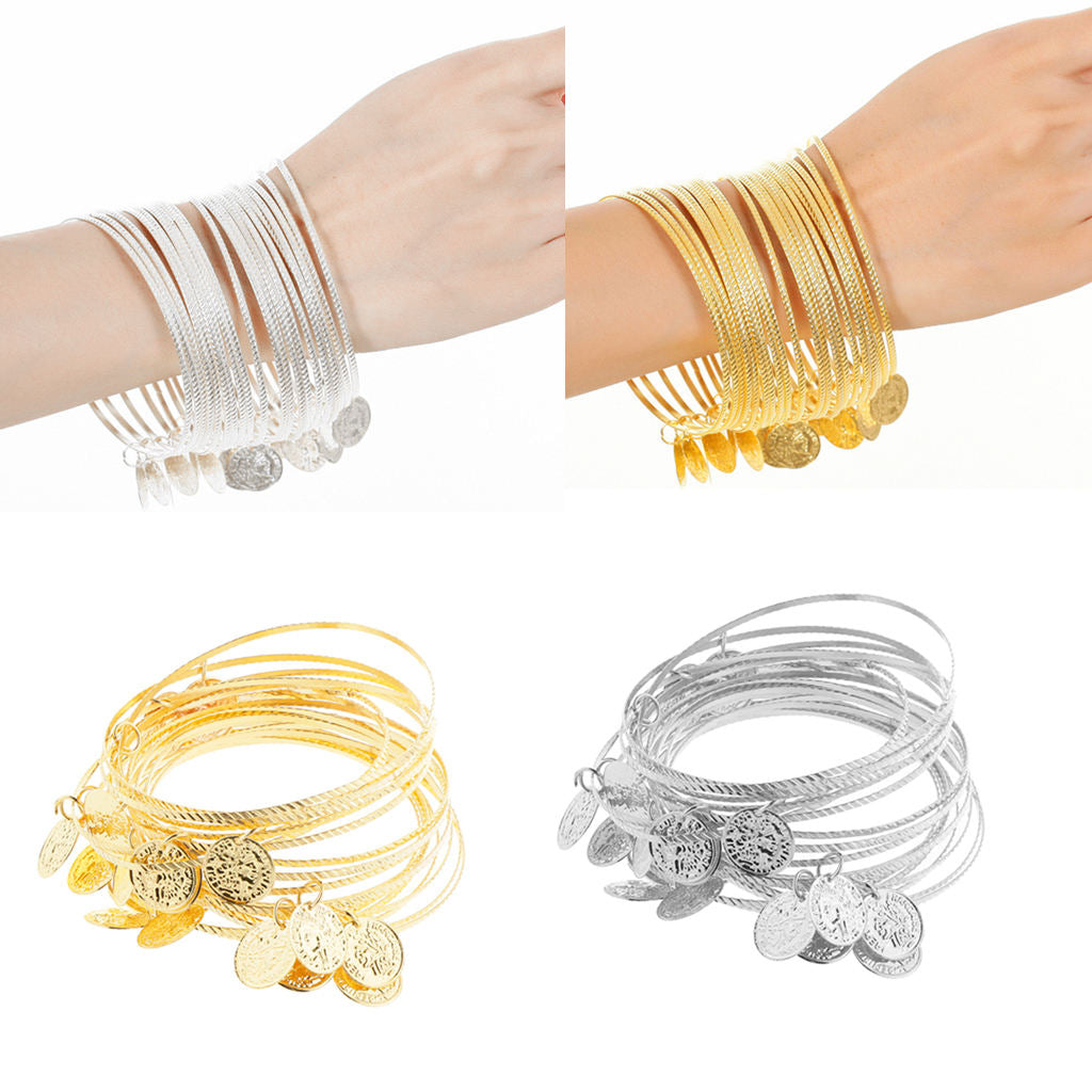40 Pieces Multiple Bangles Bracelets Fashion Jewelry for Belly Dancing