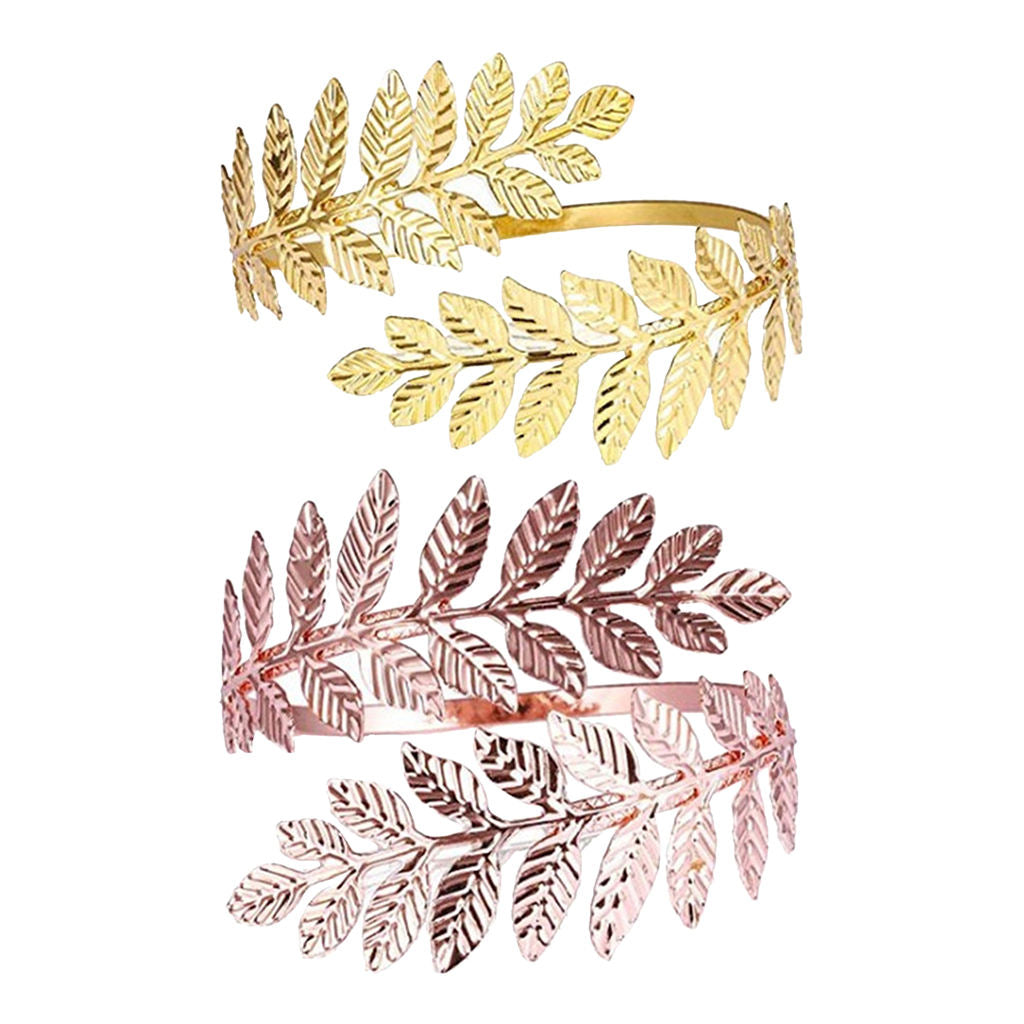 2pcs Swirl Leaf Shape Upper Arm Cuff Armlet Armband Bangle Bracelet Gifts