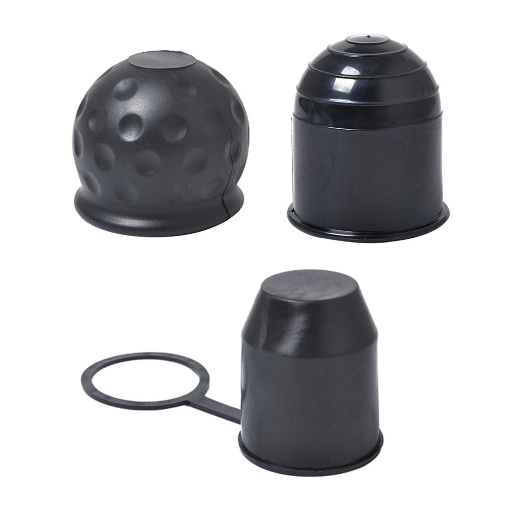 3 Pieces 50mm Black Plastic+Rubber Towing Tow Ball   Cover Car Caravan Van