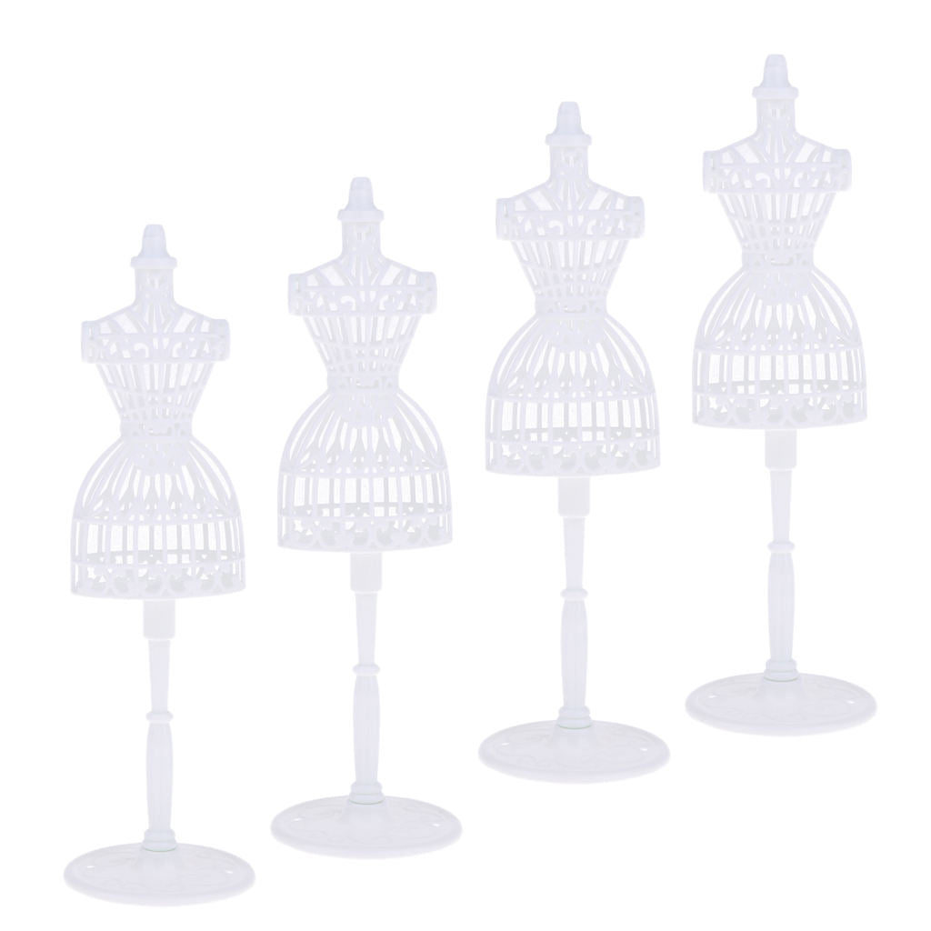 4 Pieces 1/6 BJD Mini Clothes Skirt Stand Support Rack for Blythe Clothing