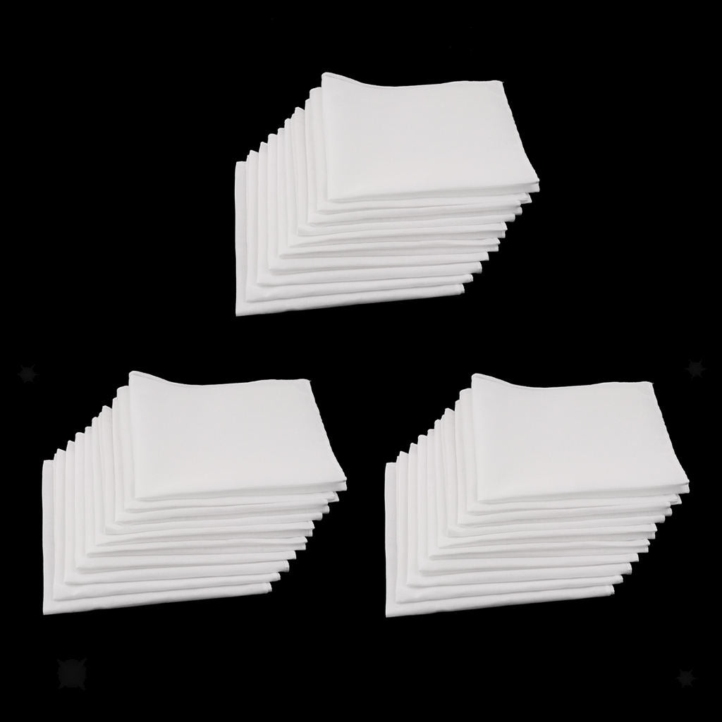 30x 100% Cotton Handkerchiefs Womens Soft Washable Pocket Square Hankie