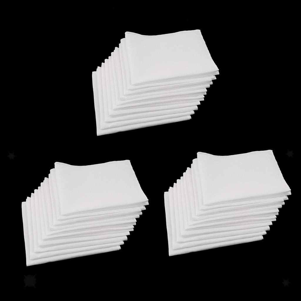 30x 100% Cotton Handkerchiefs Womens Soft Washable Pocket Square Hankie
