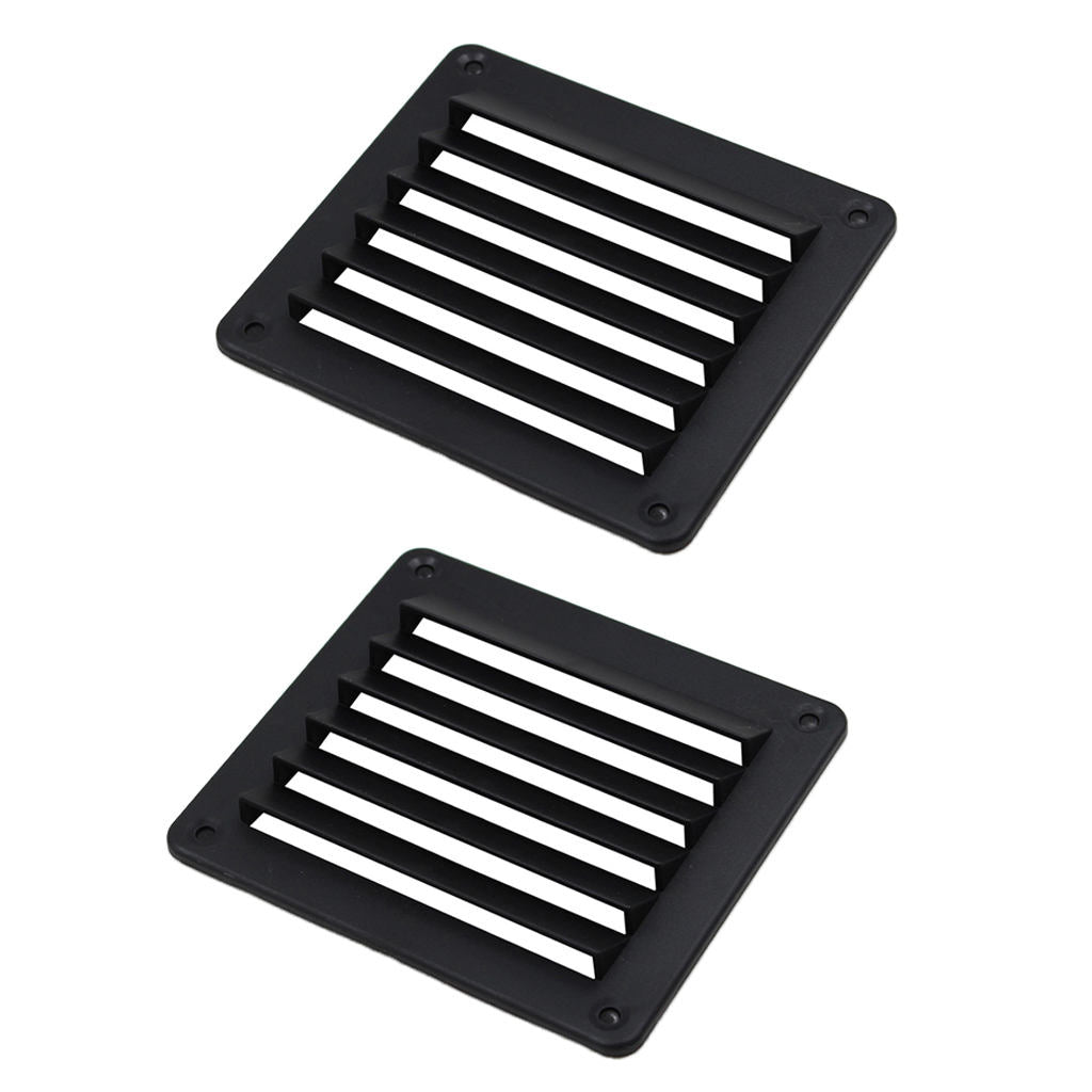 2x Square Louver Vent Exhaust Cover Black Marine Yacht Trailer Accessory