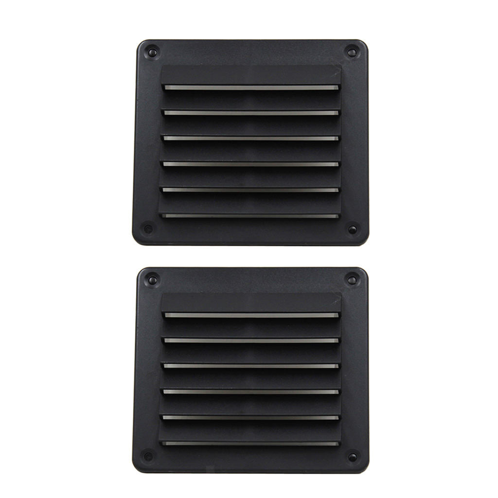 2x Square Louver Vent Exhaust Cover Black Marine Yacht Trailer Accessory