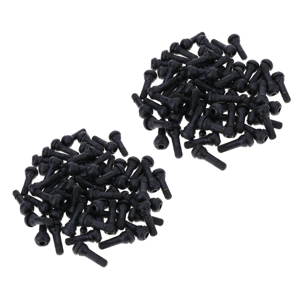 Set of 200 Black Car Vacuum Snap-in Tire Valve Stems Stubby w/ Dust