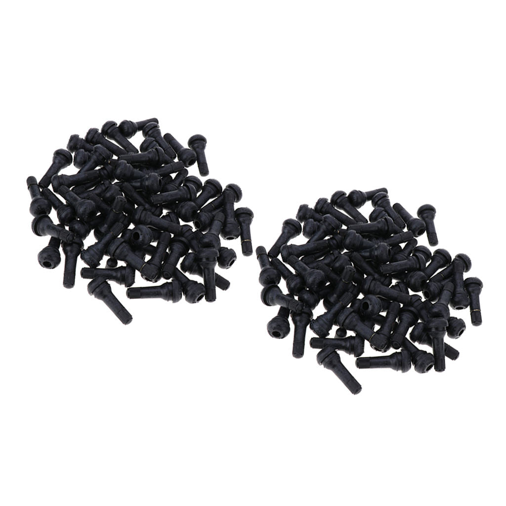 Set of 200 Black Car Vacuum Snap-in Tire Valve Stems Stubby w/ Dust