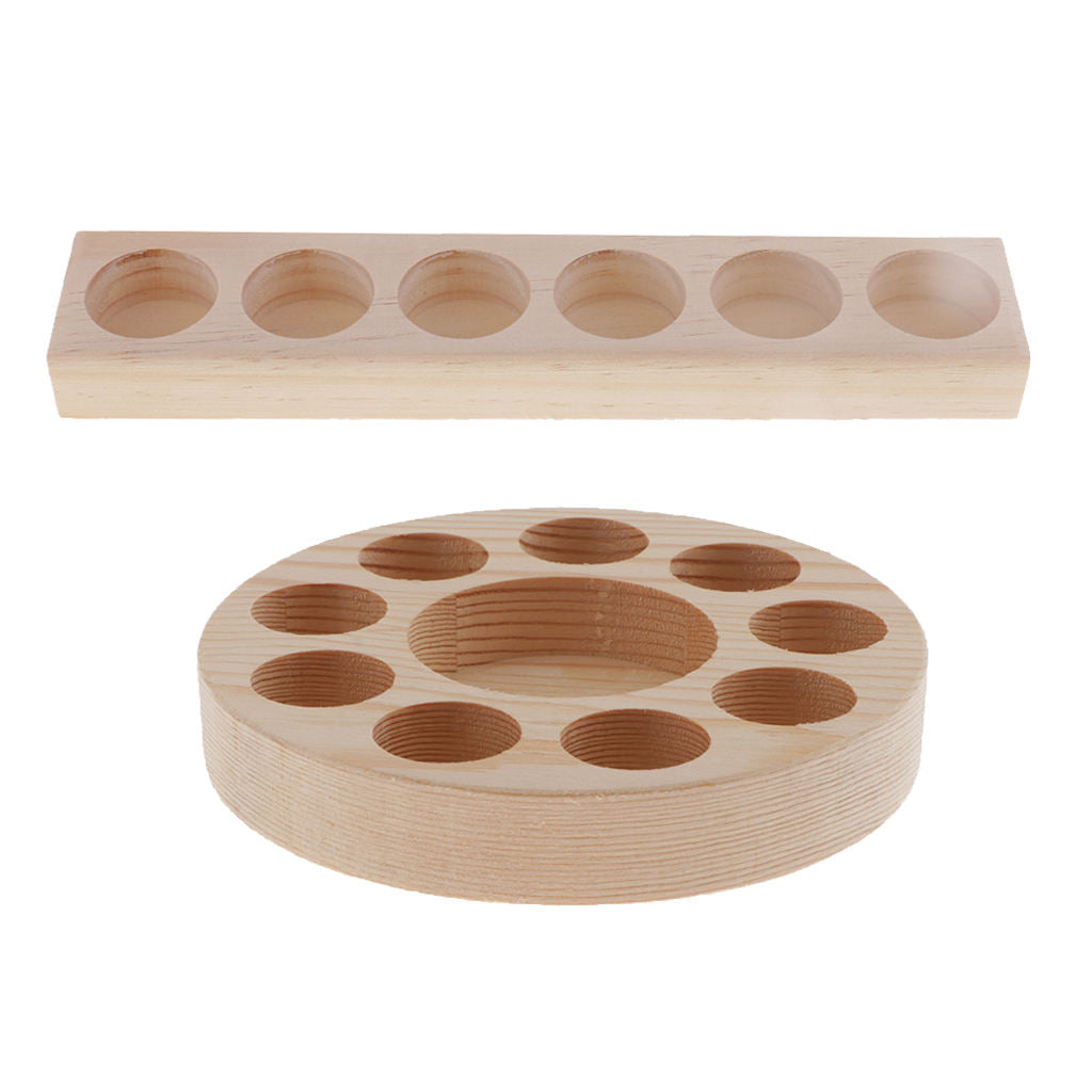 2x Solid Natural Pine Wood Storage Rack Holder Cosmetic Makeup Container