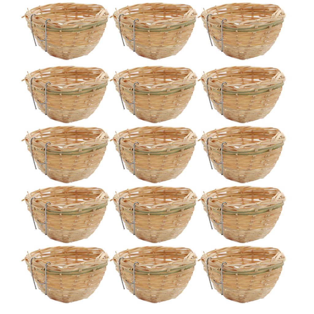 15x Handmade Bamboo Bird Nest Hanging Cage for Finch Canary Conure Cozy