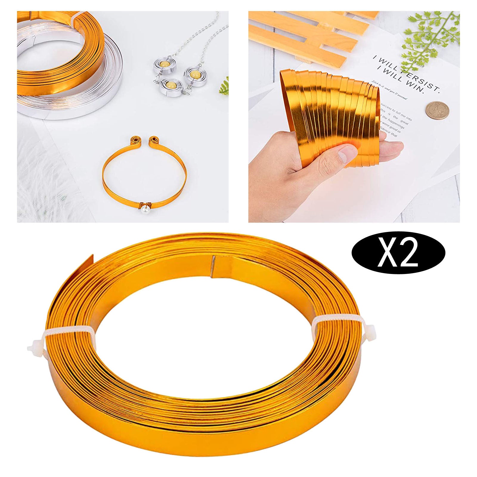 2x 33ft Aluminum Flat Wire Bendable Bezel Strip Crafting Metal Wire Supplies