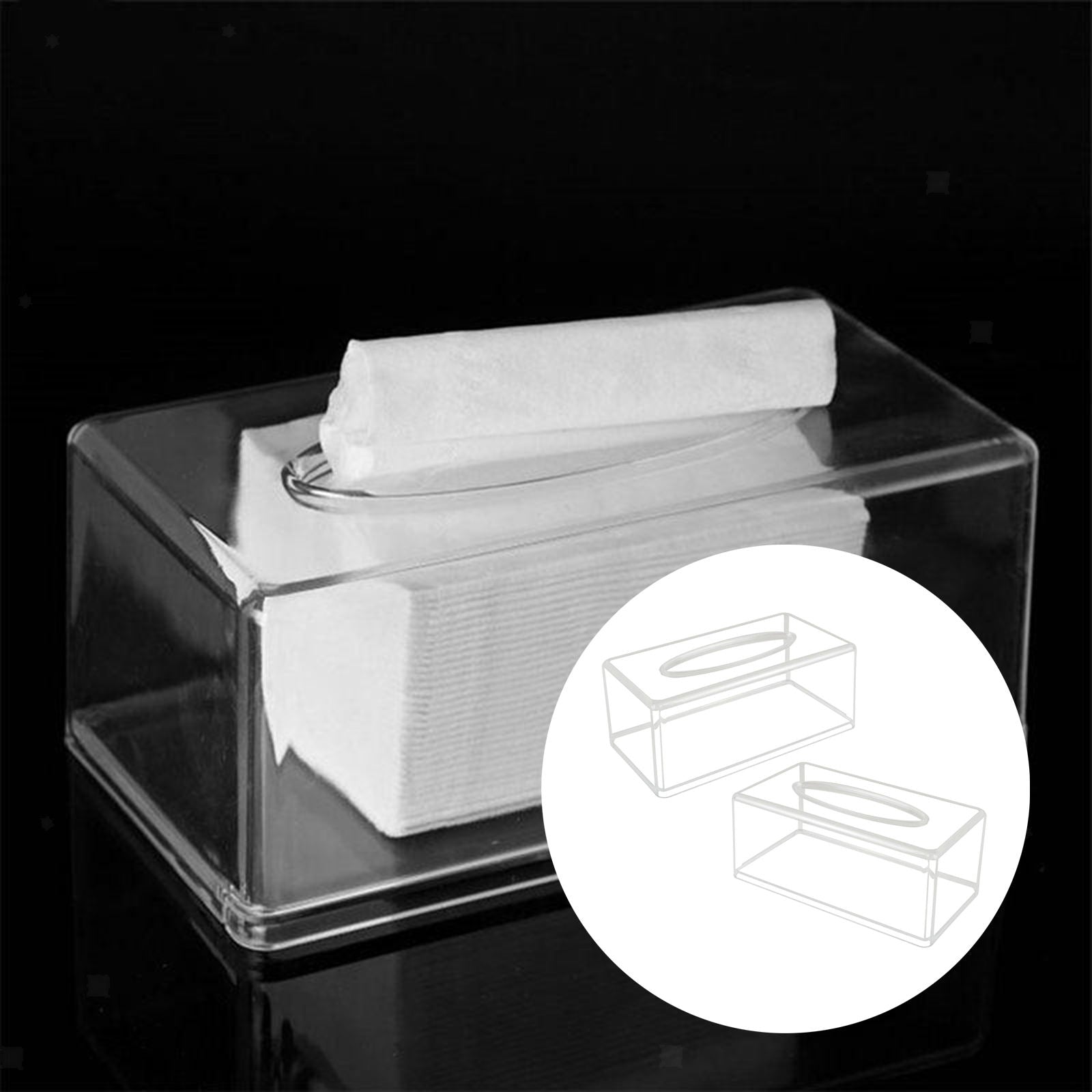2 Pieces Modern Clear Acrylic Tissue Box Cover Decorative for Bathroom Desk