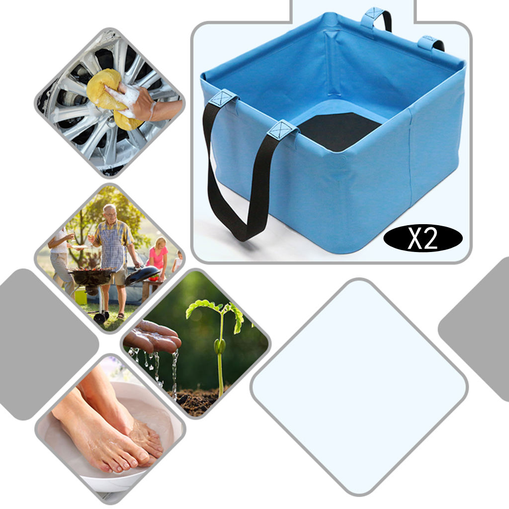2Pcs 18L Foldable Bucket Portable Water Container Pail for Camping Picnic