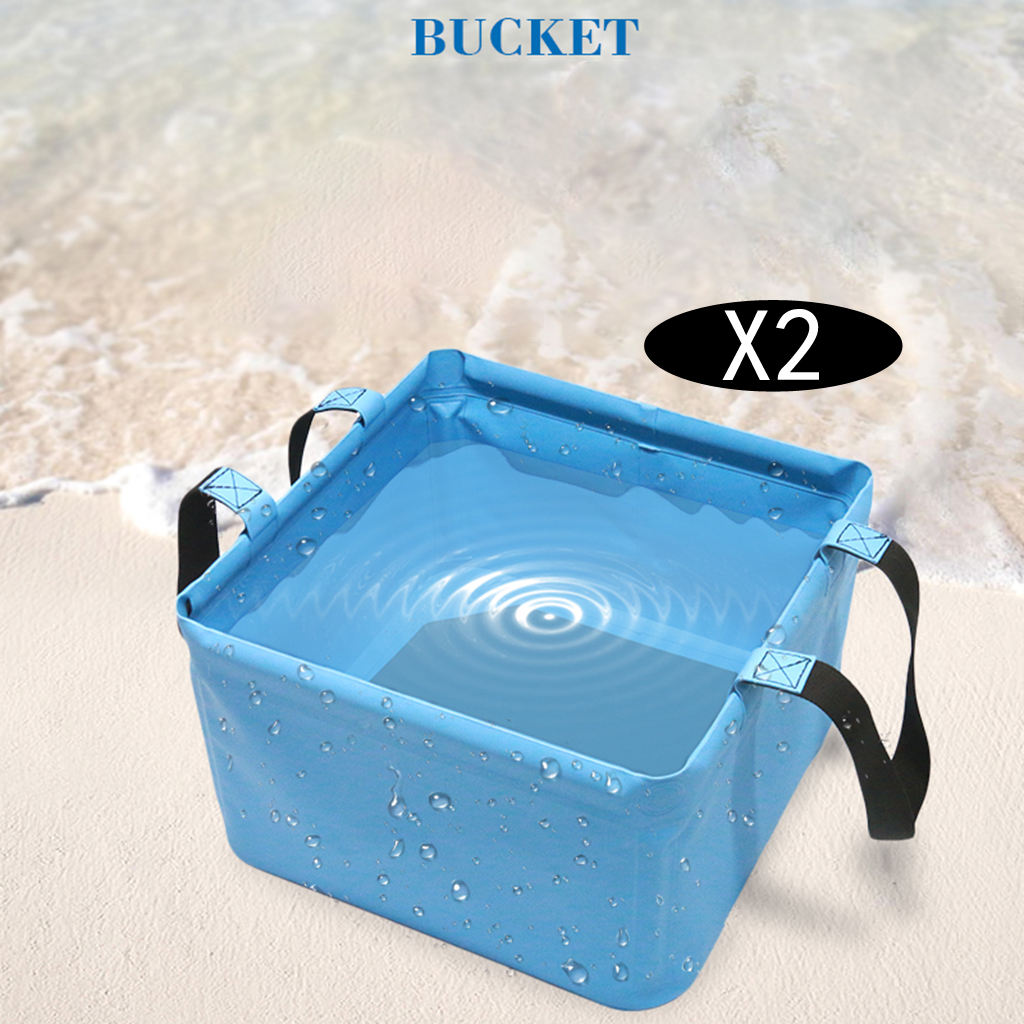 2Pcs 18L Foldable Bucket Portable Water Container Pail for Camping Picnic