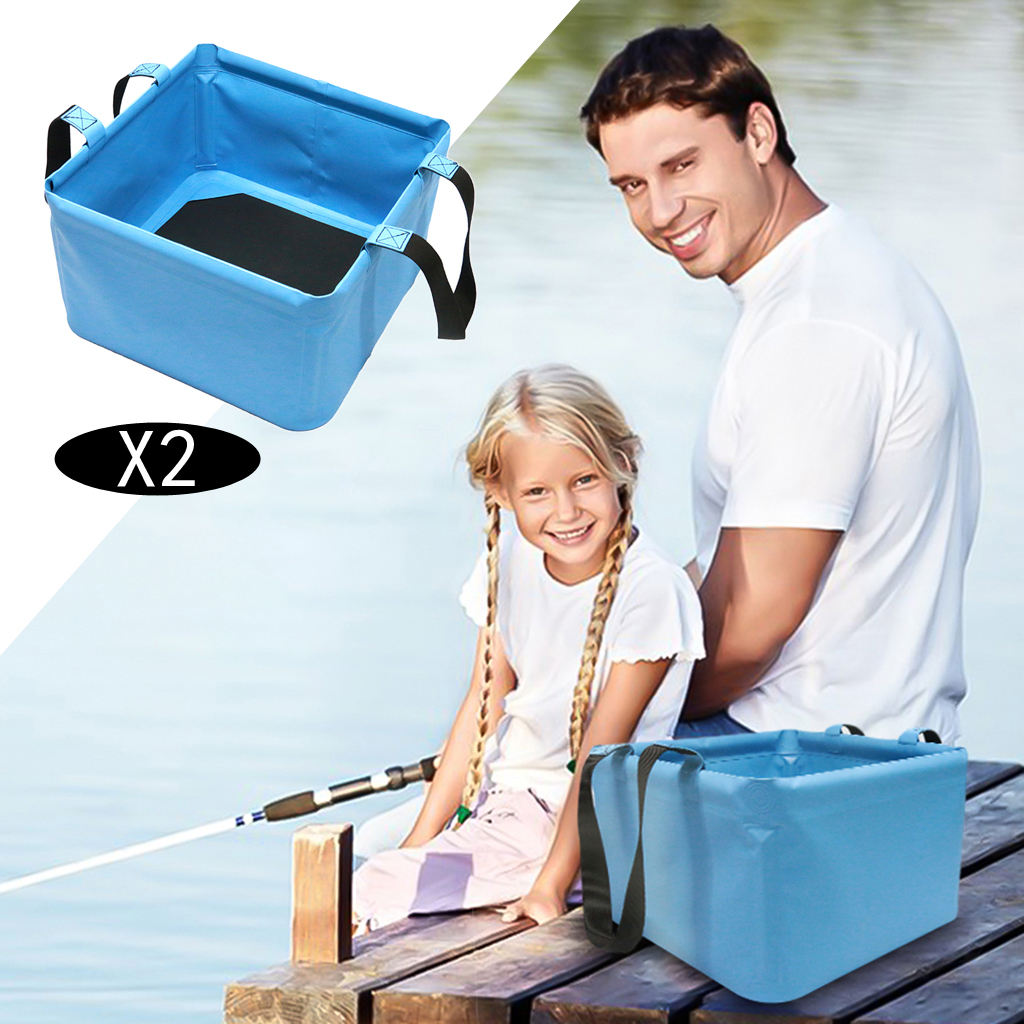 2Pcs 18L Foldable Bucket Portable Water Container Pail for Camping Picnic