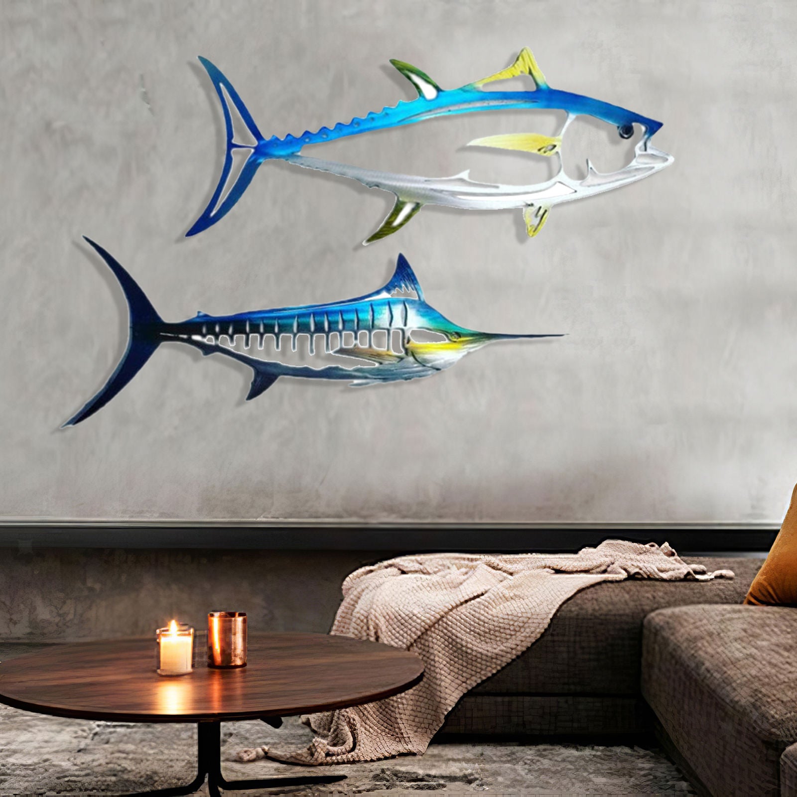 Metal Shark Wall Decor Outdoor Hanging Sculpture Bedroom Living Room Patio