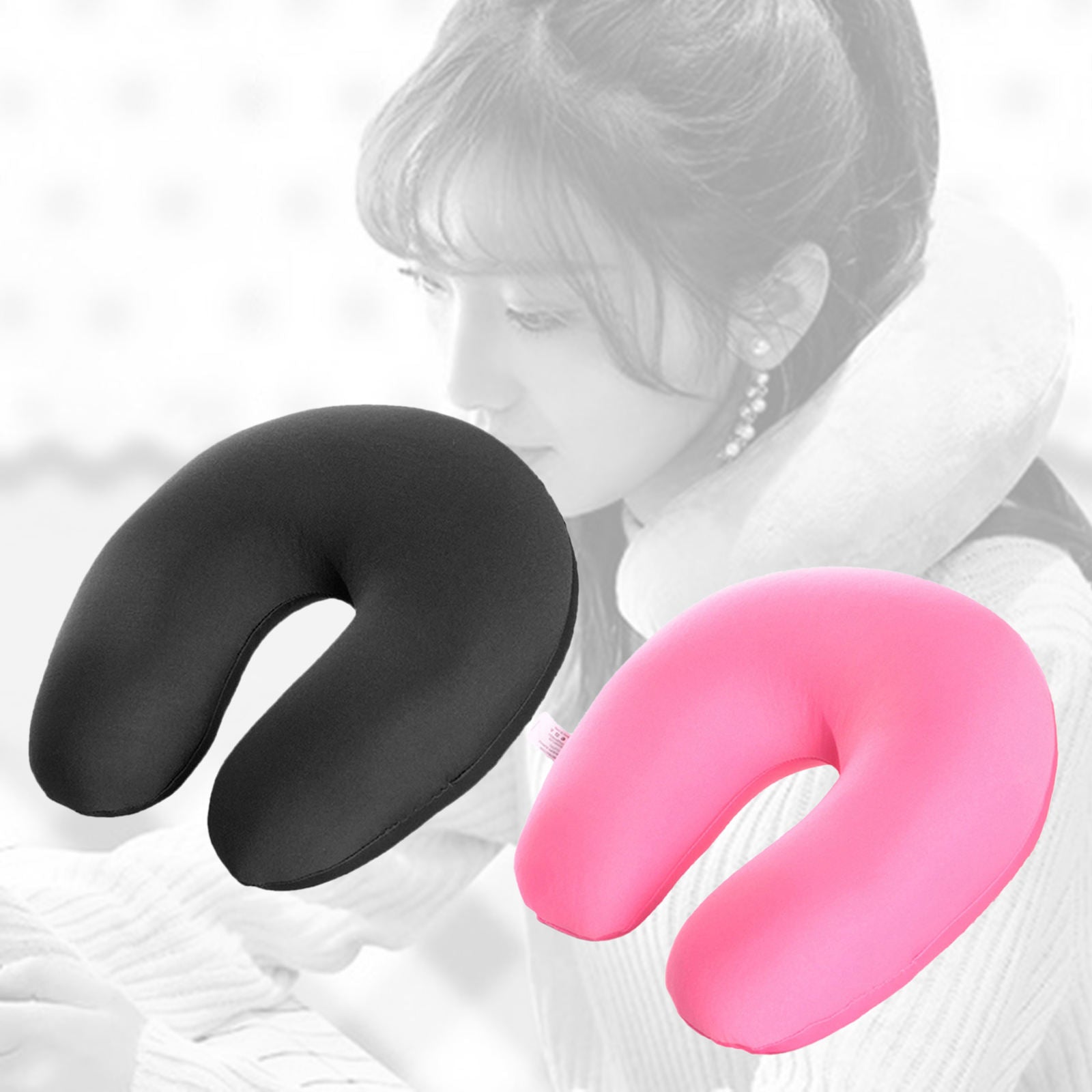 2pcs Micro Bead Soft Travel Pillow Neck Pillow Sleeping Cushion for Aircraft