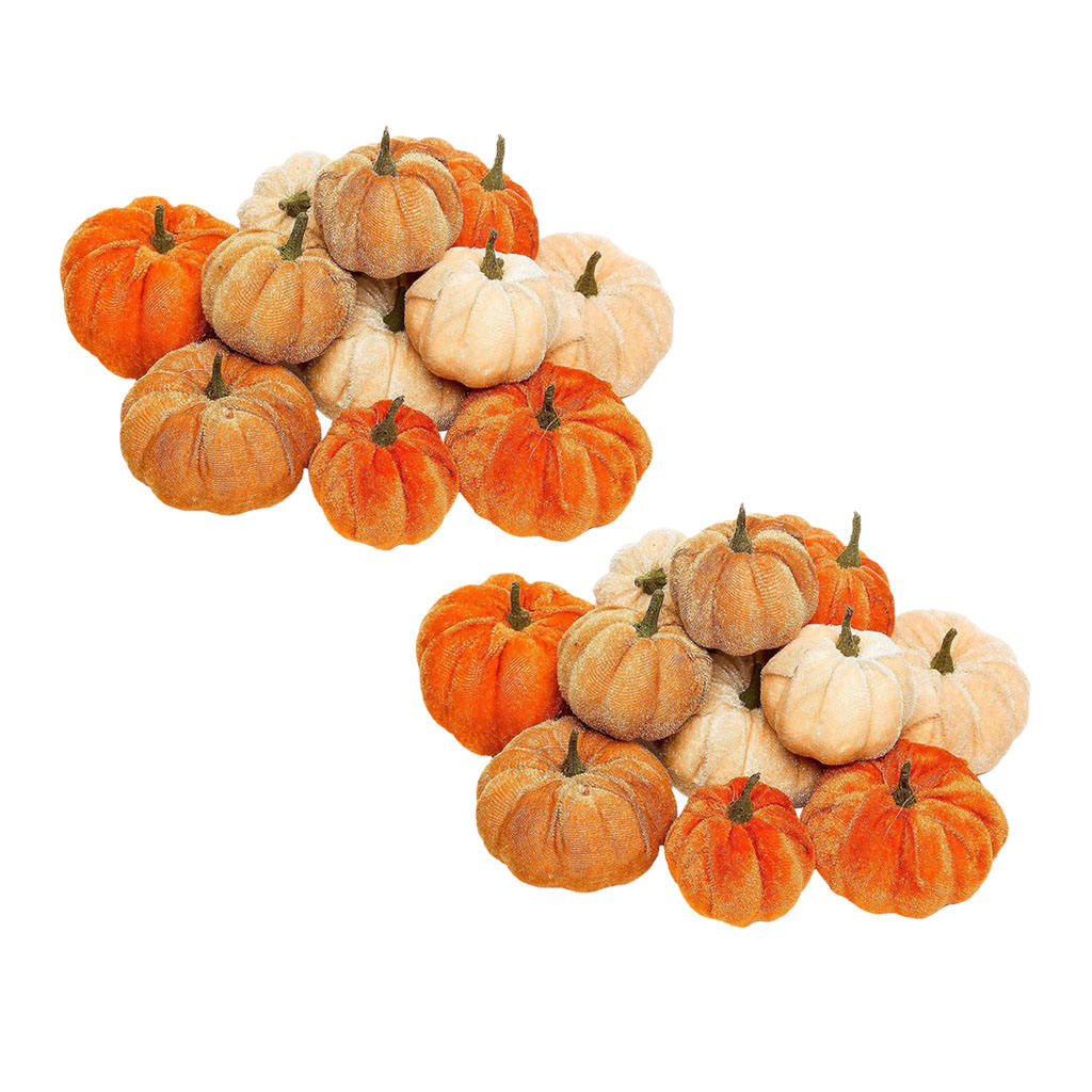 24x Mixed Velvet Pumpkins Soft Halloween Harvest Fall Thanksgiving Home Prop