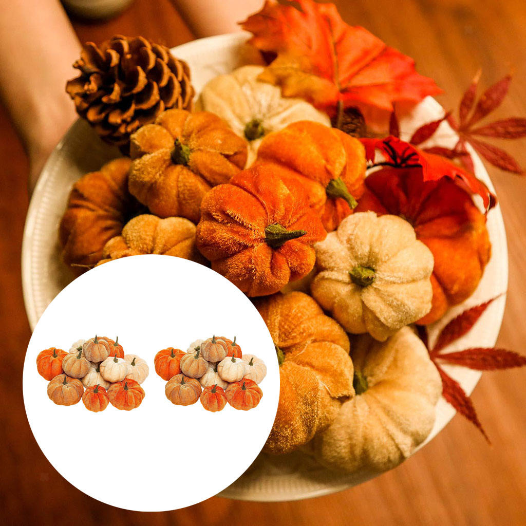 24Pcs Velvet Pumpkins Colorful Cushion Halloween Holiday Harvest Fall Home