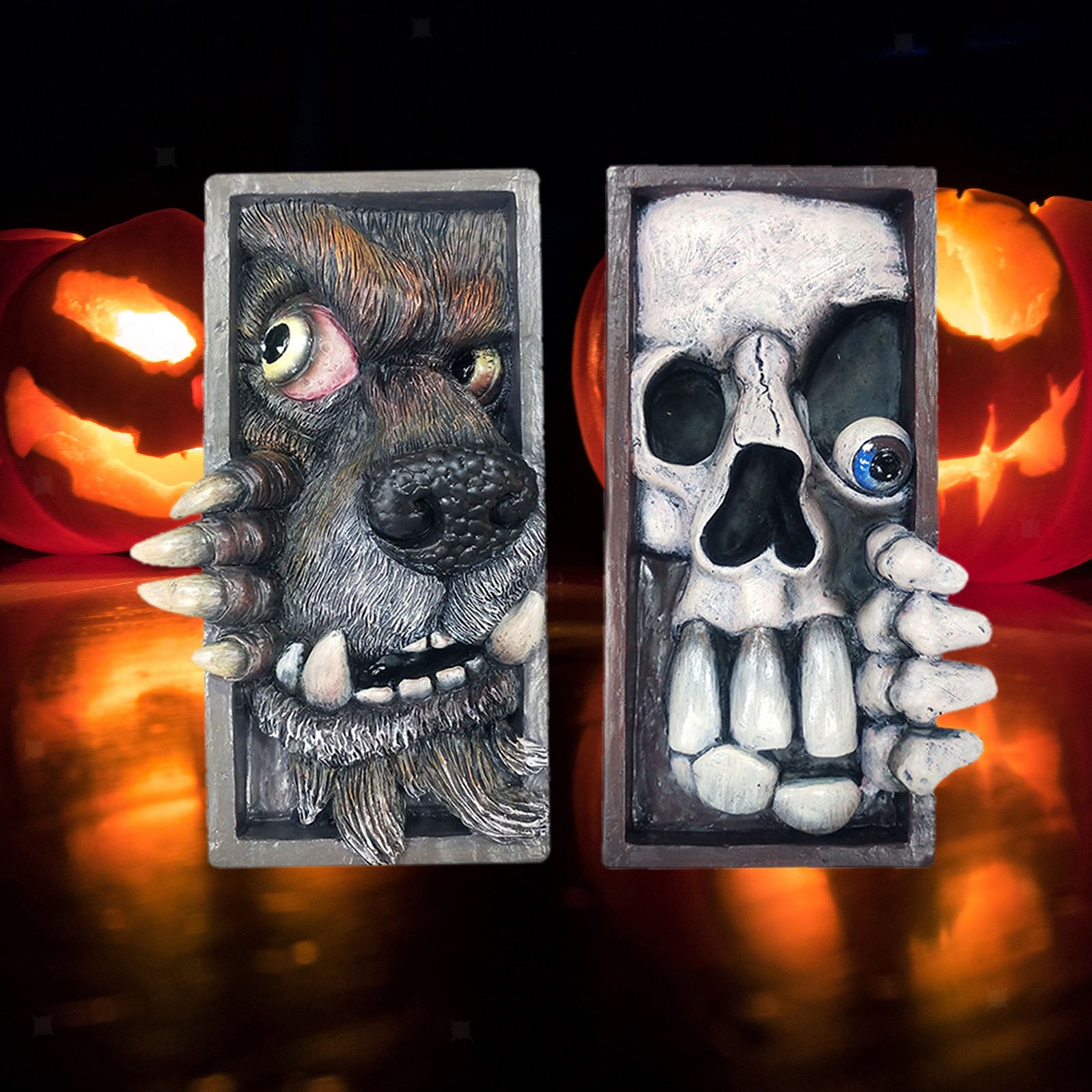 2x Monster Bookend Peeping Bookshelf Bookstand Sculpture Party Ornament Prop