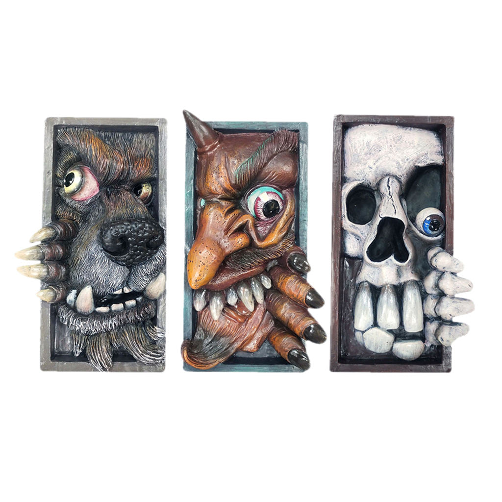 3x Monster Bookend Creative Peeping The Bookshelf Sculpture Decoration