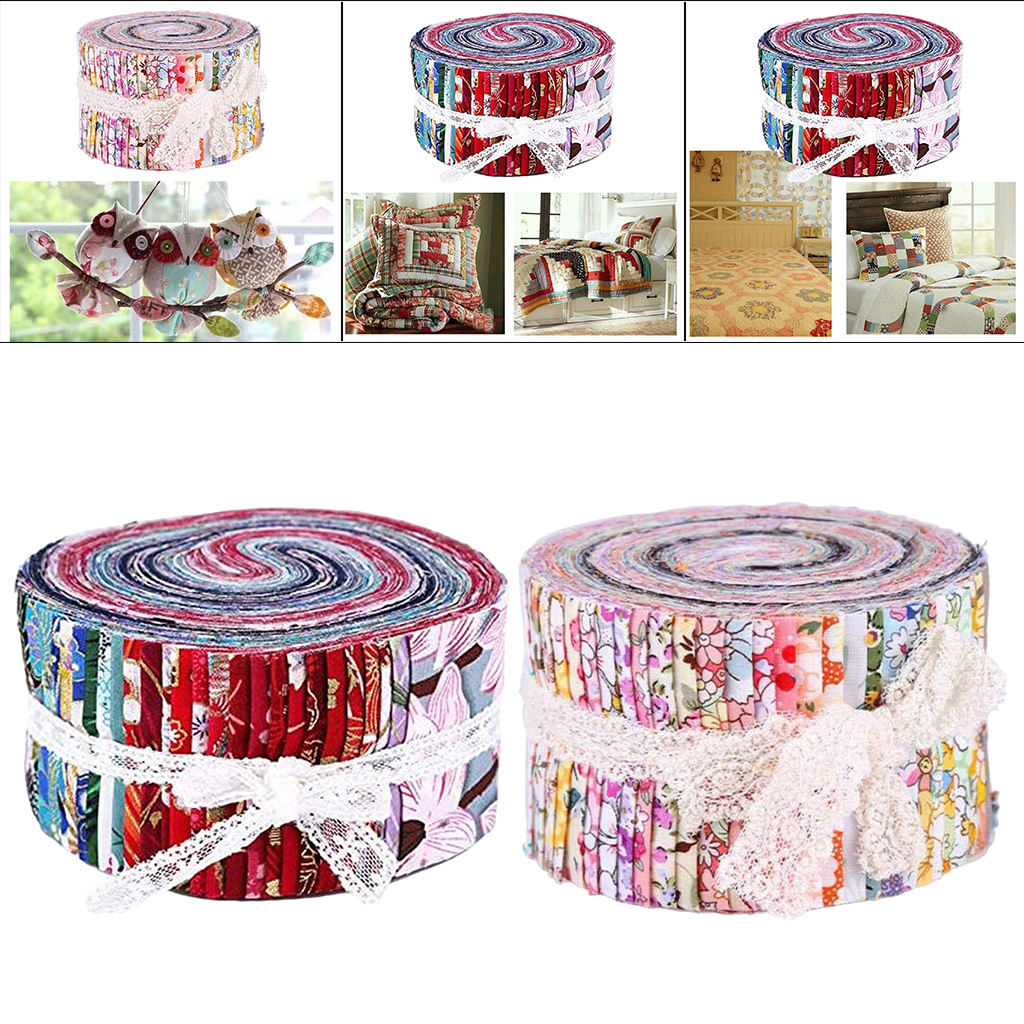 72Pcs Colorful Fabric Strips Jelly Rolls Quilting DIY Craft Fabric Cloth