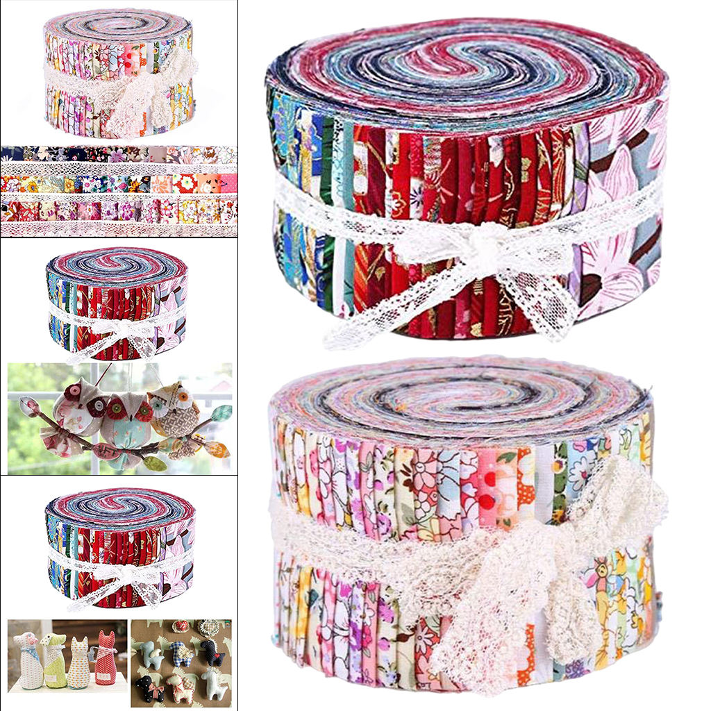 72Pcs Colorful Fabric Strips Jelly Rolls Quilting DIY Craft Fabric Cloth