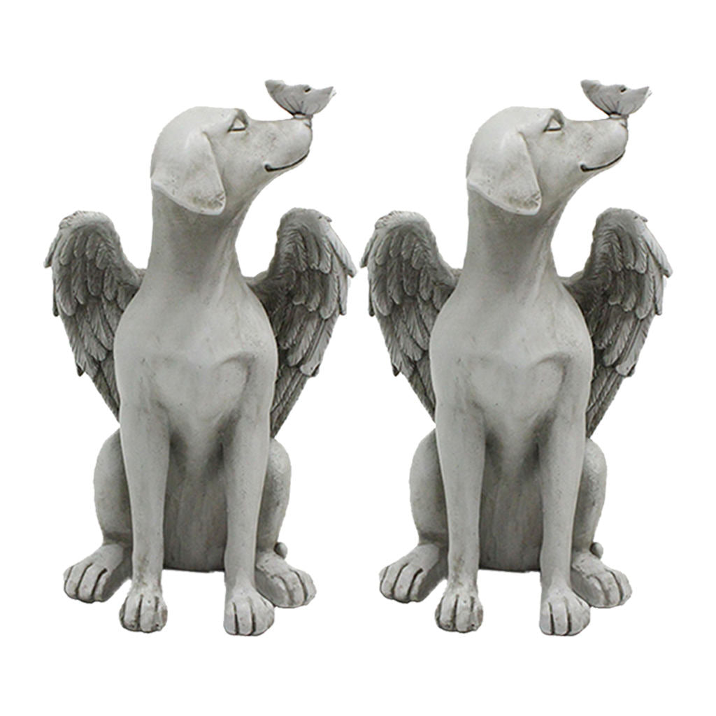 Engel  Statue Hund mit Flügeln Grabmarker Tributfigur Gartendekoration