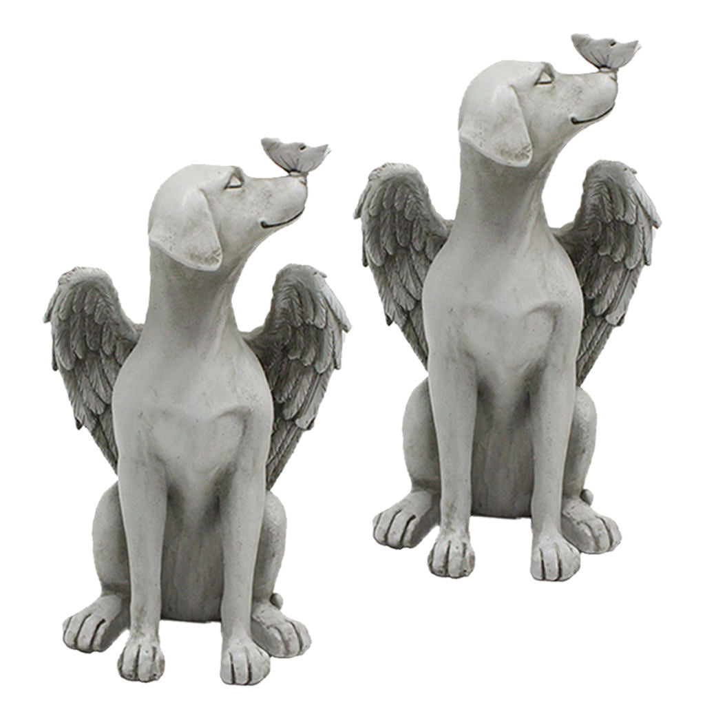 Engel  Statue Hund mit Flügeln Grabmarker Tributfigur Gartendekoration