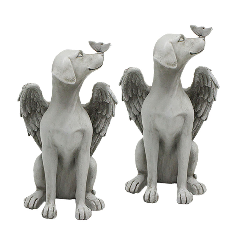 Engel  Statue Hund mit Flügeln Grabmarker Tributfigur Gartendekoration