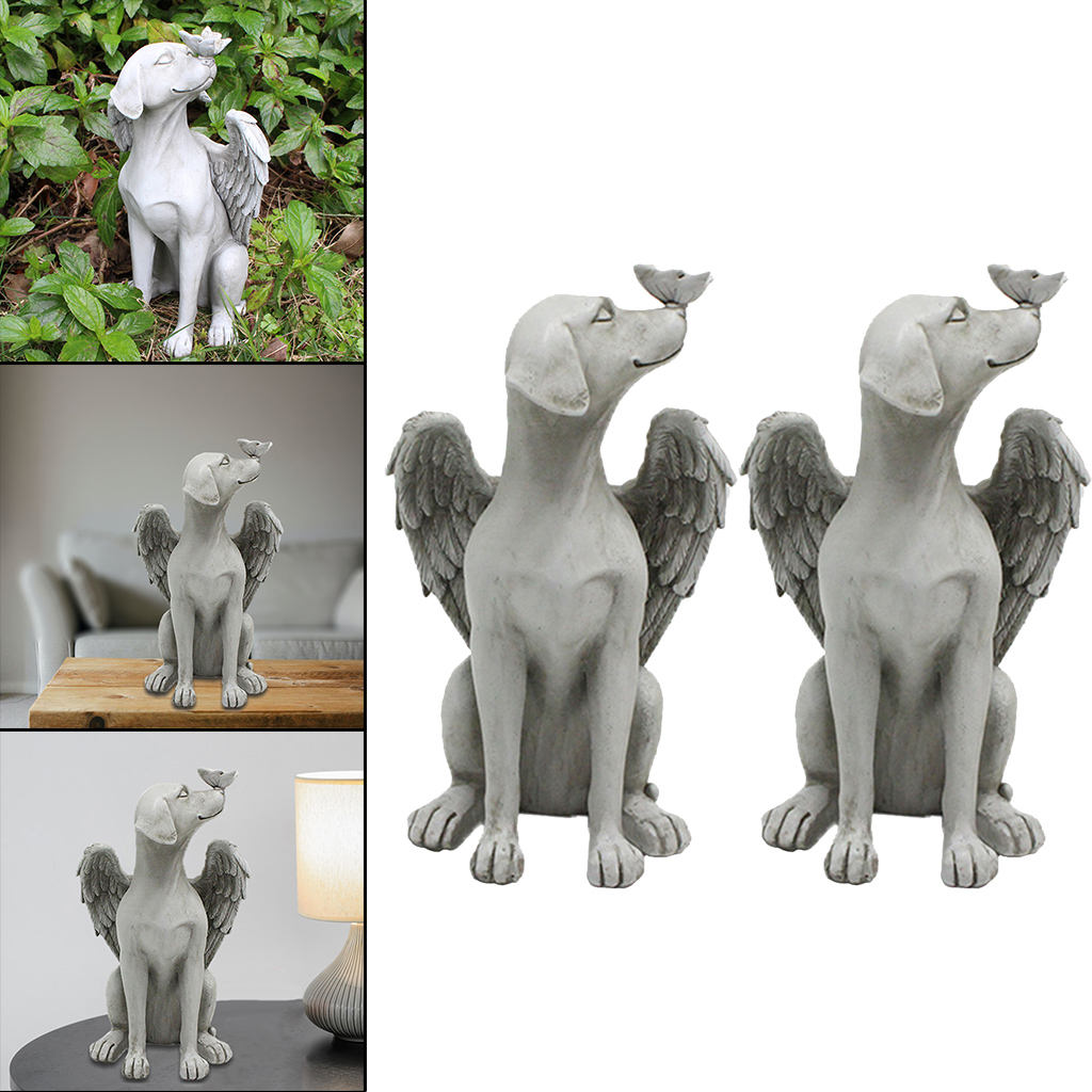 Engel  Statue Hund mit Flügeln Grabmarker Tributfigur Gartendekoration
