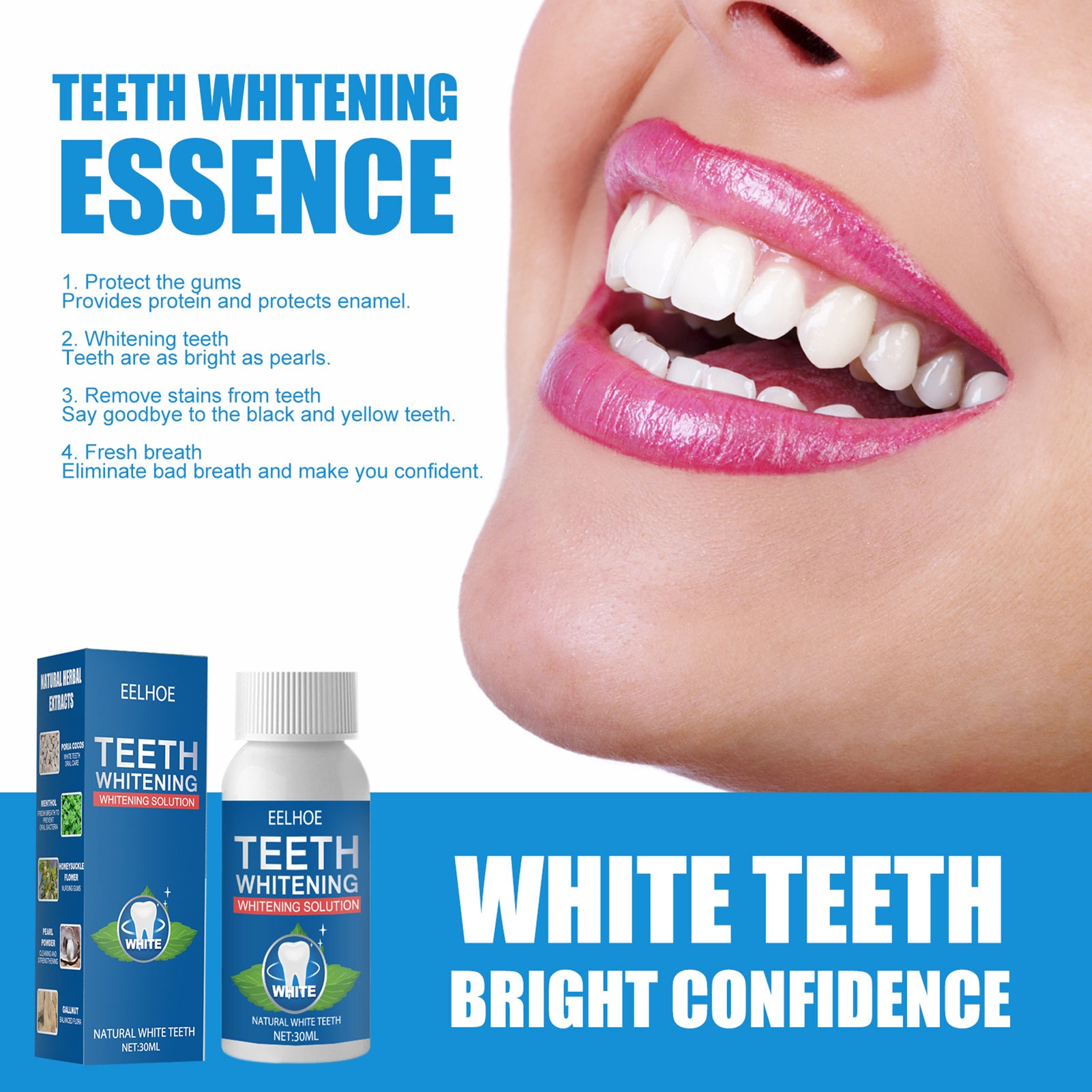 30ML Teeth Whitening Solution Fresh Breath Compact Convenient Helpful for