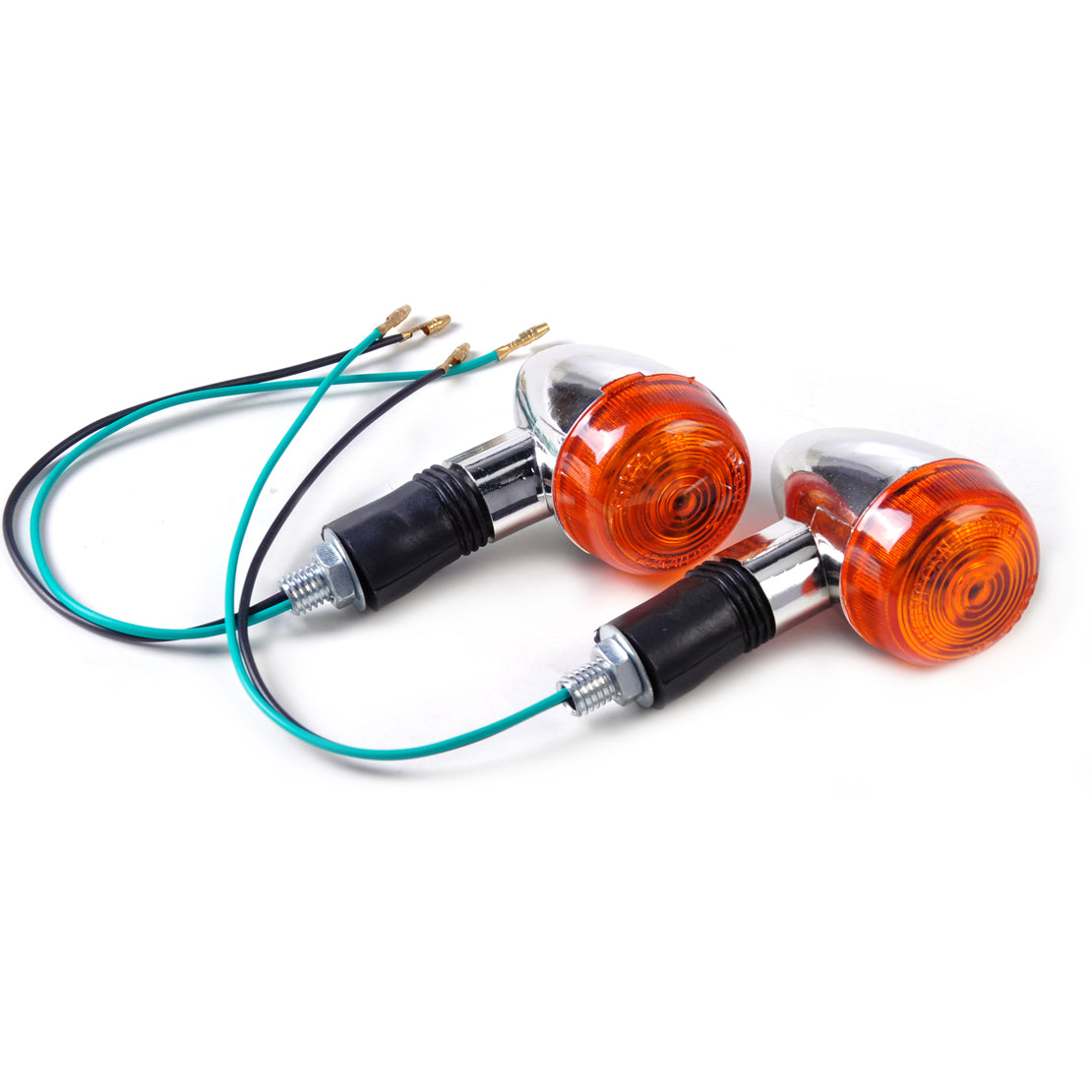 2pcs Amber Chrome Bullet Mini Turn Signal Indicator Light fit for Motorcycle An