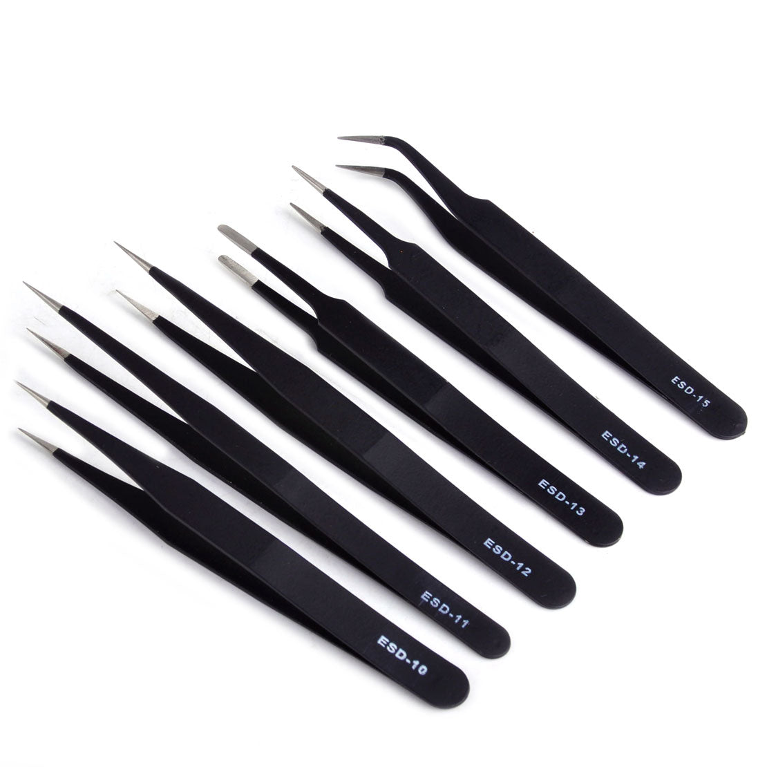 6x Safe Anti-Static ESD Precision Stainless Steel Tweezers Maintenance Repair An