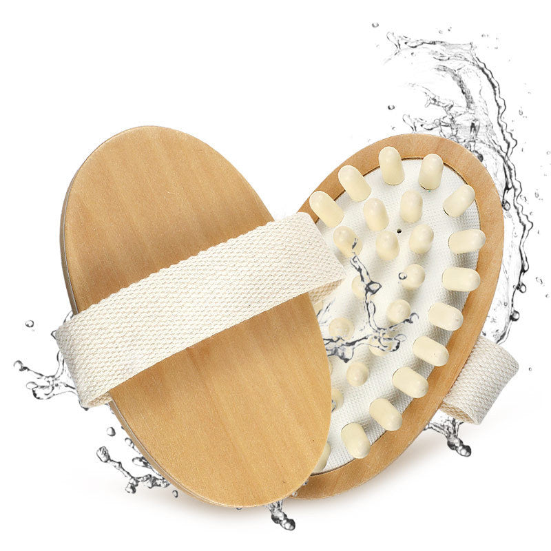 2Pc Shower Body Massager Soothing Body Airbag Wooden Home Essential Oil SPA Z9Z7