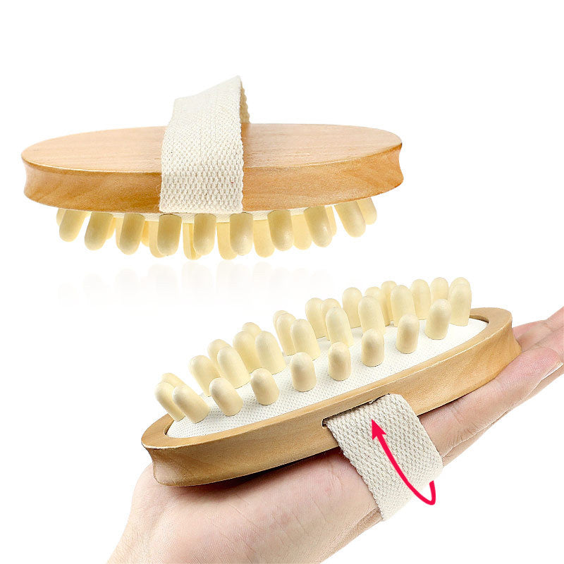 2Pc Shower Body Massager Soothing Body Airbag Wooden Home Essential Oil SPA Z9Z7
