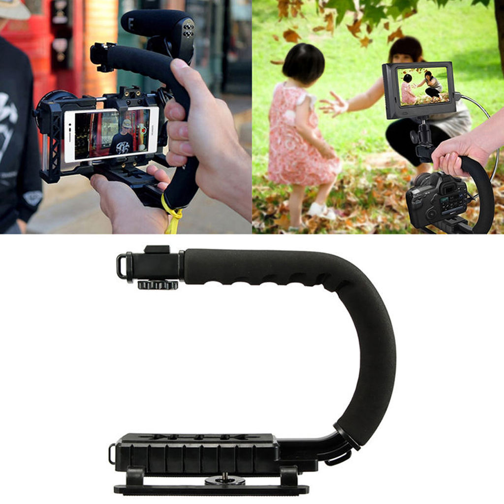 Stabilizer Bracket Video Handheld Grip for Camera Camcorder DSLR Black